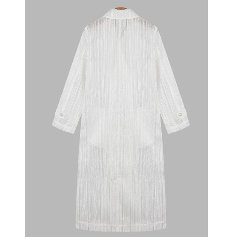 Женское осеннее пальто размера плюс из органзы жаккардовое двубортное с