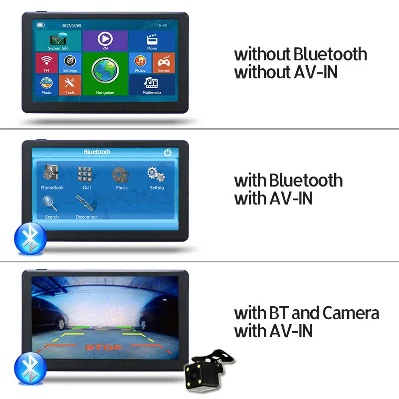 Vehven 7 дюймов gps-навигация 256 МБ 8 ГБ Встроенный Bluetooth и AVIN FM с емкостный Экран