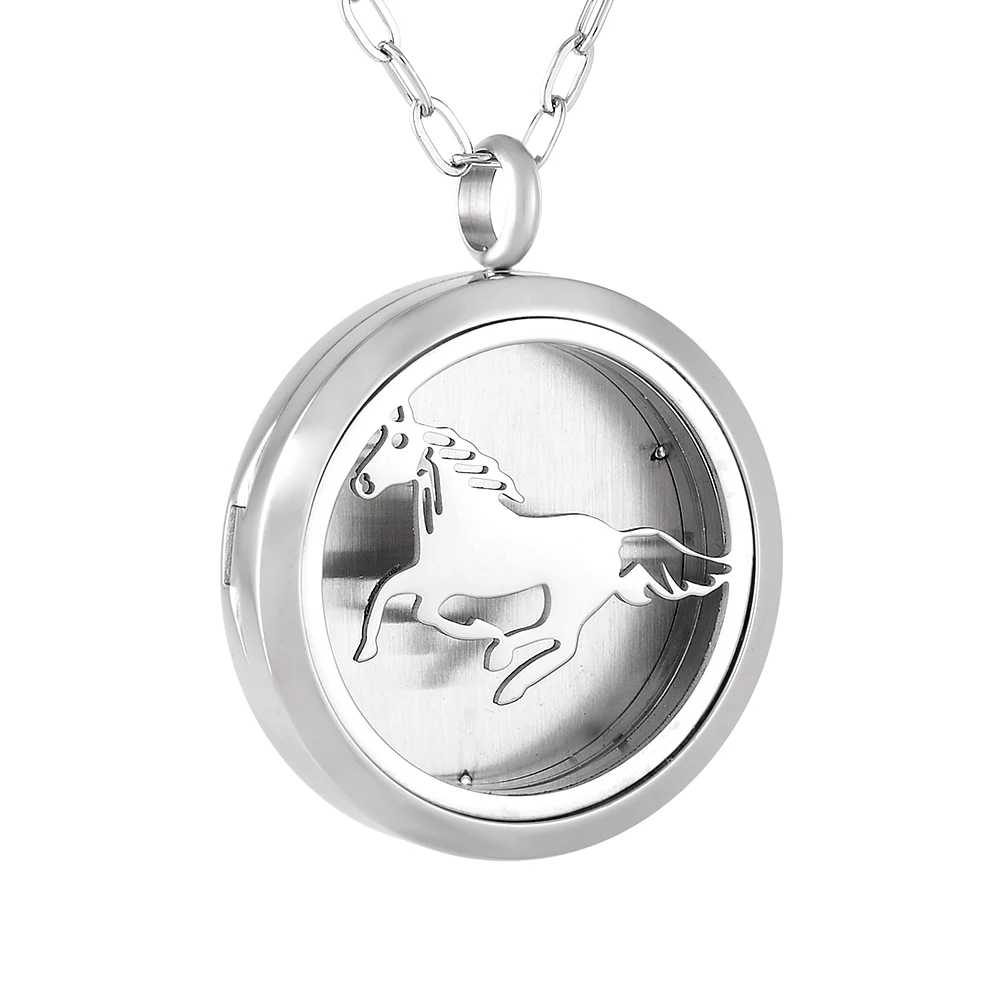 IJL0134 - Кулон-медальон Swift Horse Aromatherapy из нержавеющей стали для эфирных масел и духов с запасными вкладышами.