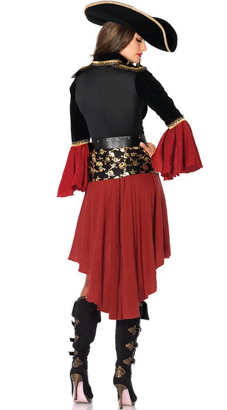 Deluxe Adult Female Cruel Seas Captain Buccaneer Pirate Cosplay Costume Women's Sexy Halloween Fancy Dress | Тематическая