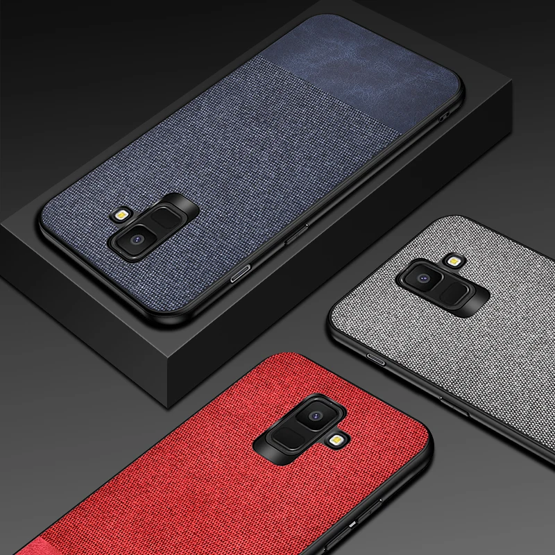 Нескользящий чехол для Samsung Galaxy A6 2018 Роскошная ткань + ПК ТПУ материал задняя