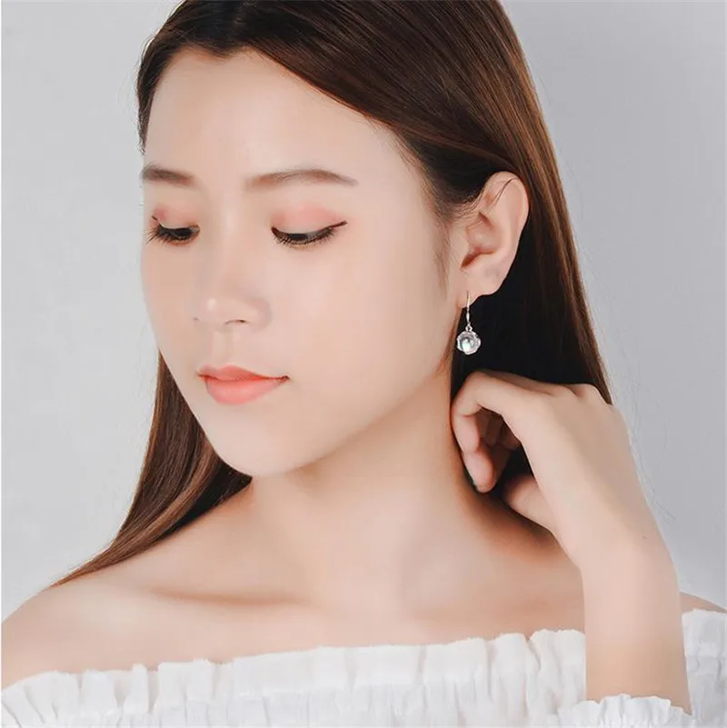TJP New Fashion Girl Color stone Drop Earrings For Women Jewelry Charm Silver Plated Party Accessories Lady | Украшения и