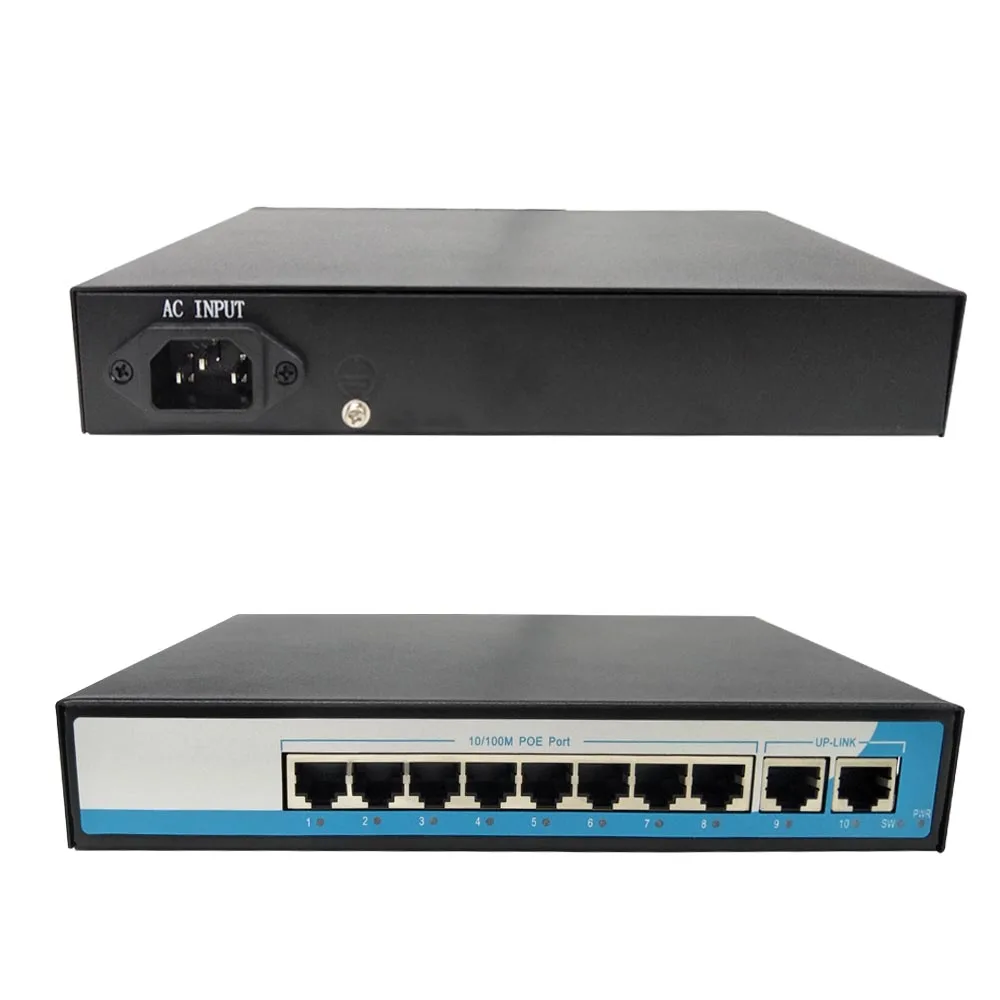 8 портов 100 Мбит/с IEEE802.3af POE коммутатор/инжектор питания через Ethernet сетевой