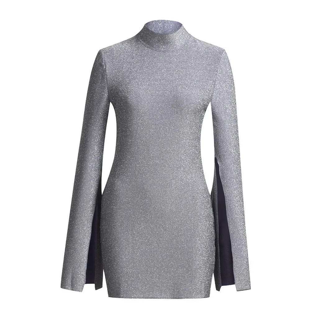 Women Turtleneck Bodycon Dress Long Sleeve Evening Party Mini Dresses 2018 NEW arrival brilliant sexy dress | Женская одежда