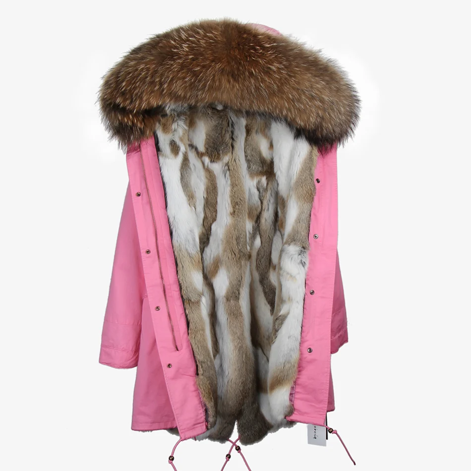 2018 новая зимняя парка для женщин пальто натуральный мех енота воротник с