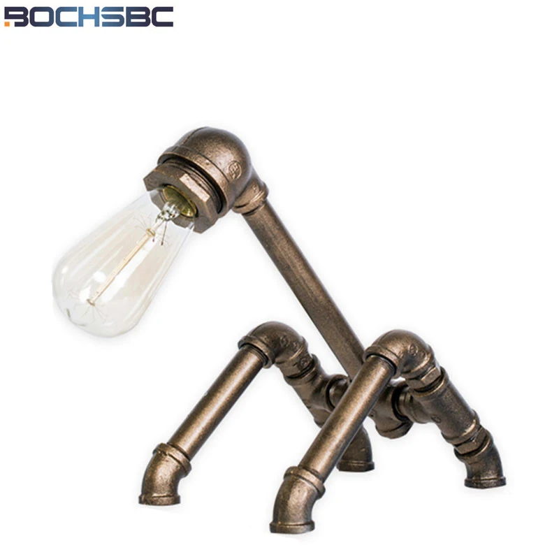 

BOCHSBC, настольные лампы с водопроводной трубкой для гостиной, спальни, лофта, промышленные Настольные светильники, винтажная прикроватная ла...