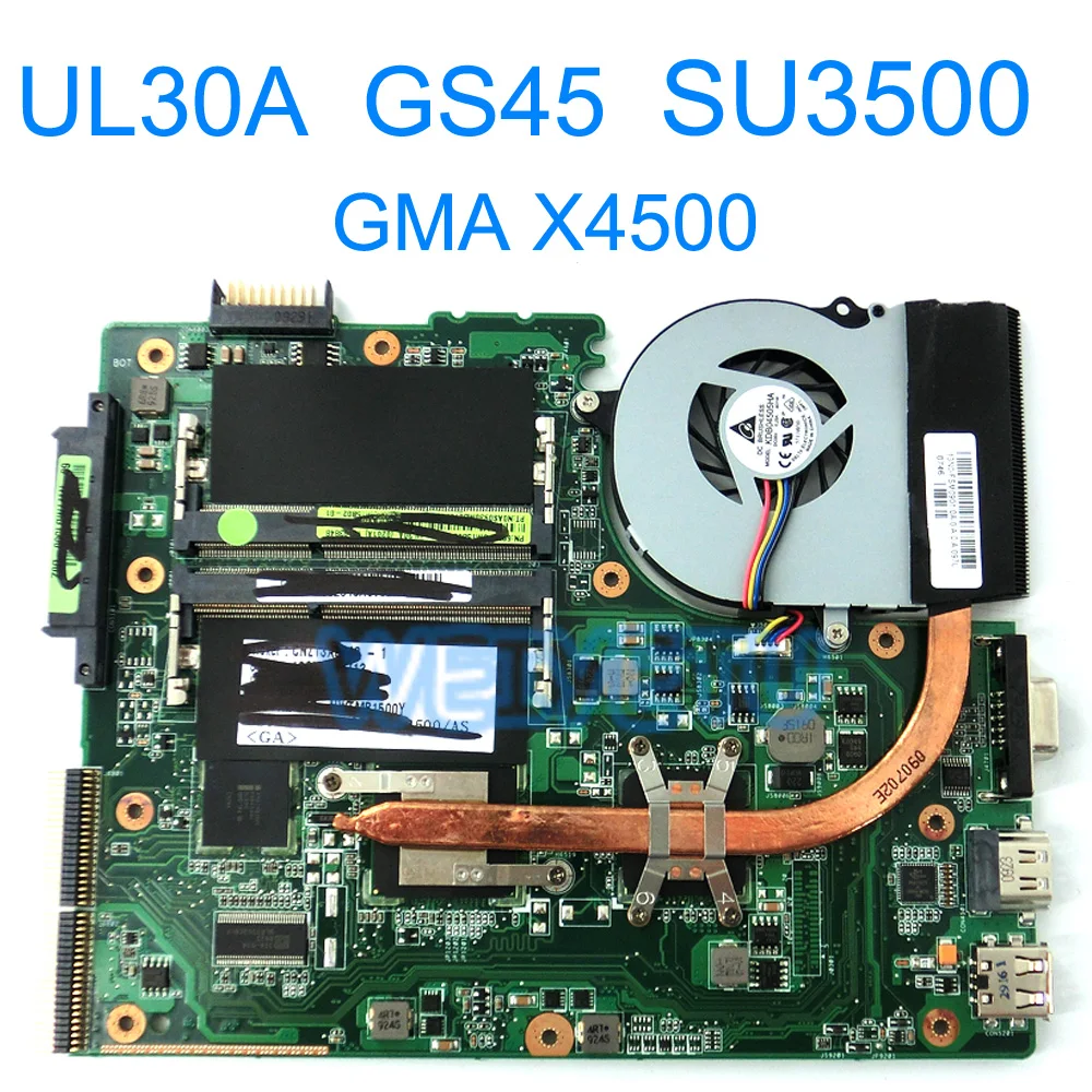 

UL30A GS45 With SU3500U CPU Motherboard for ASUS UL30A UL30 Laptop Mainboard W/ GMA X4500 GPU With CPU Fan Rev 2.0 100% Tested