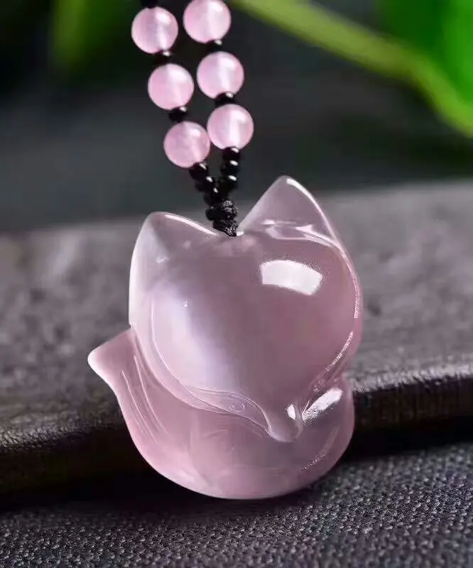 

Cat eye quartz fox+ necklace quartz crystal pendant