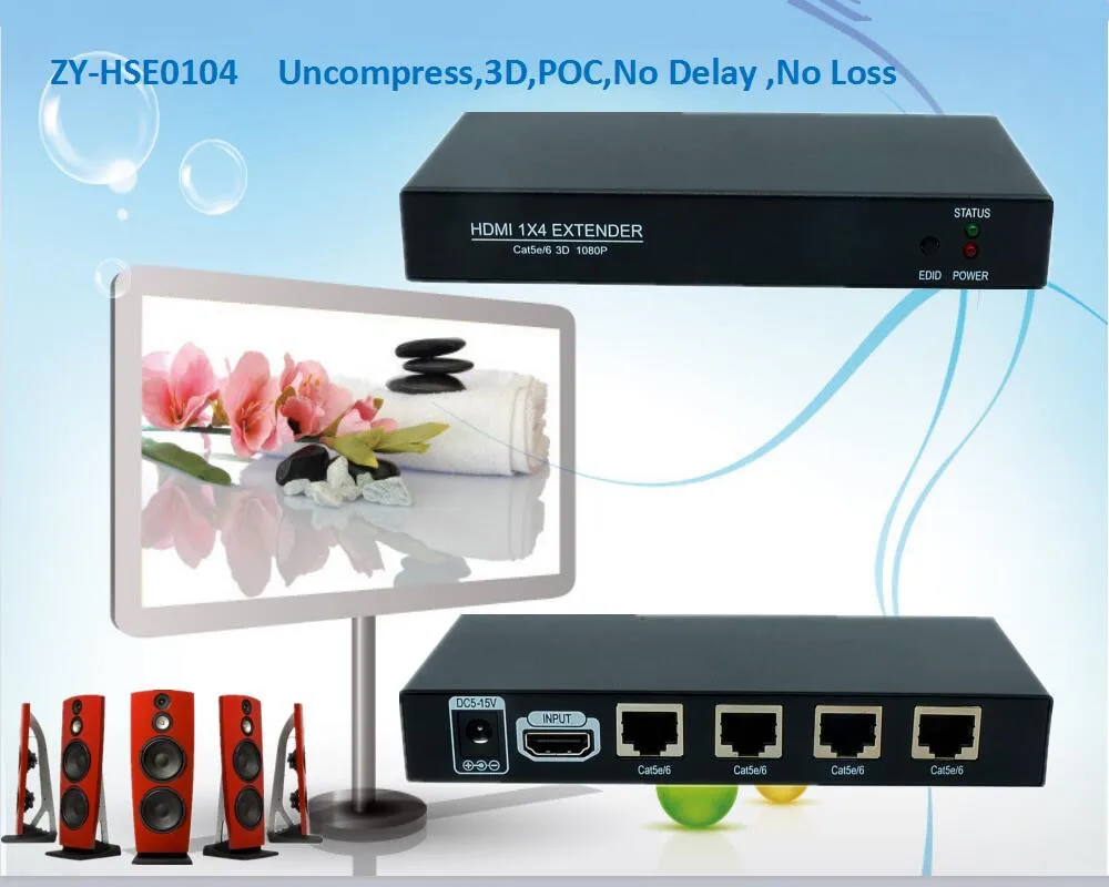 60 м 3D 1080P 1x4 HDMI удлинитель/HDMI усилитель/HDMI разветвитель по Ethernet RJ45 Cat5e Cat6 кабель(удлинитель 1 TX и удлинитель 4 RX