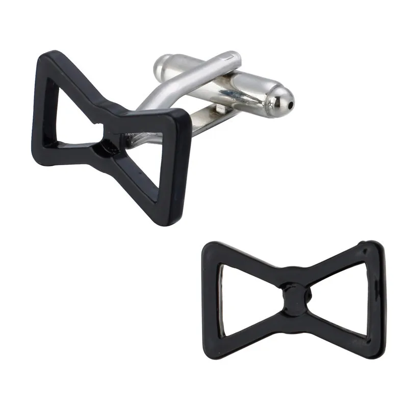 KC Модные Серебристые черные запонки с бантом высокое качество медный материал