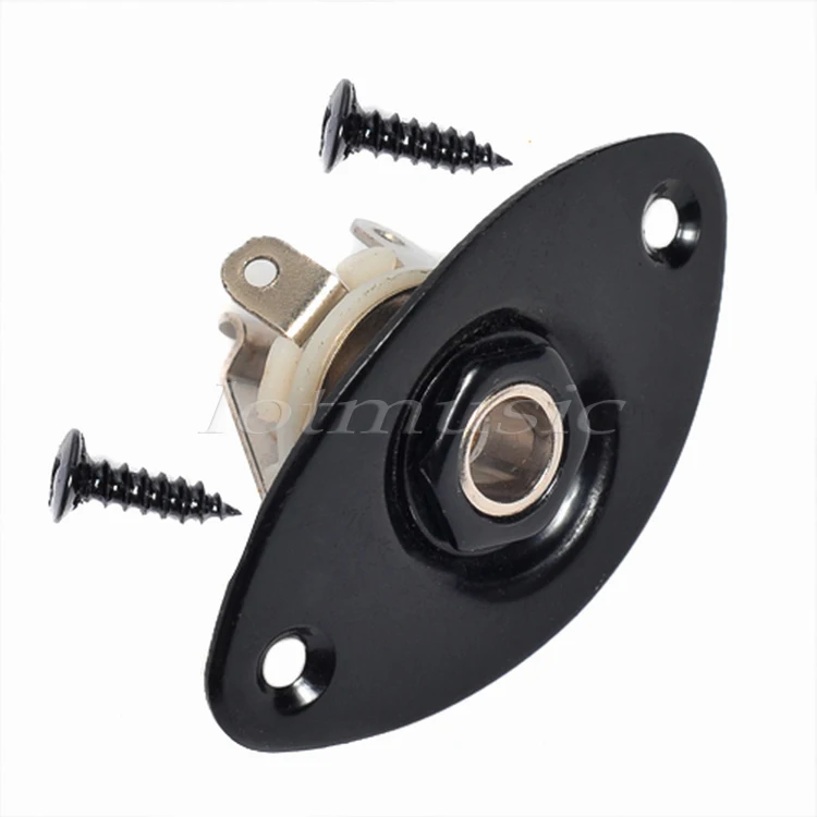 

High Quality Oval Indented Guitar Jack Plate & Socket Black guitar parts