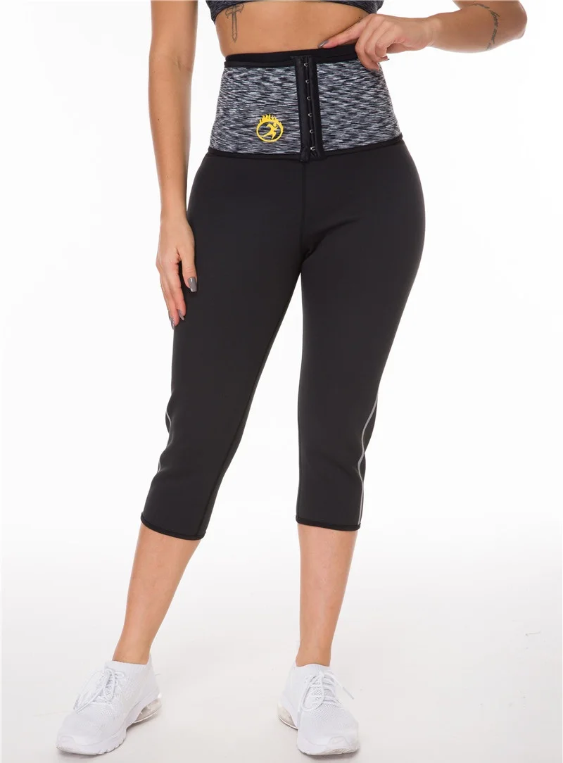 NINGMI Tummy Control Panties with Hook Waist Trainer Slimming Pants Neoprene Sauna Body Shaper Sport Leggings Shorts Butt Lifter