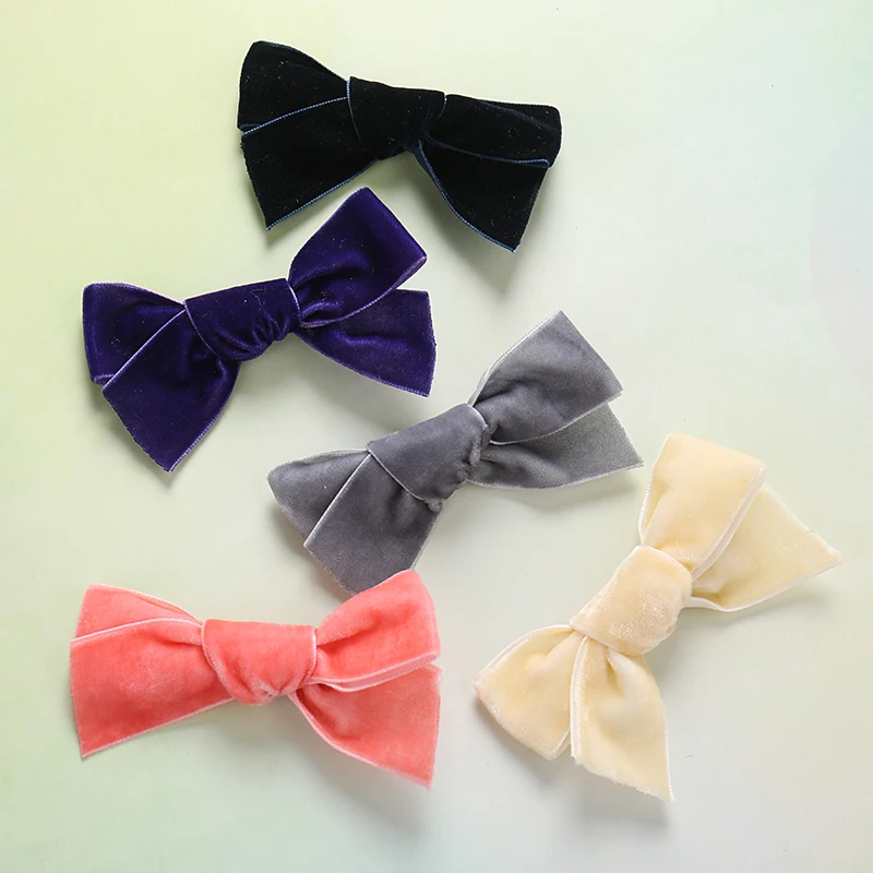 2018 Новый 3 &quotдля девочек бархат Handtied бант с заколками узел Заколка Бабочка
