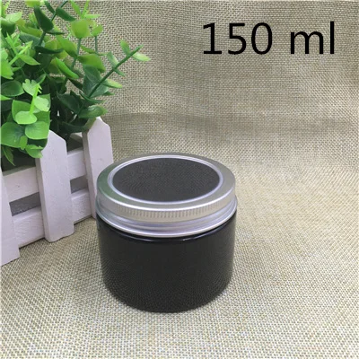 150 ml silver lid 20 шт черные пластиковые банки бутылки для хранения специй, сливочного масла, пищевые контейнеры, оконные крышки 50 100 150 200 г мл банка для конфет - Цвет: 150 ml silver lid