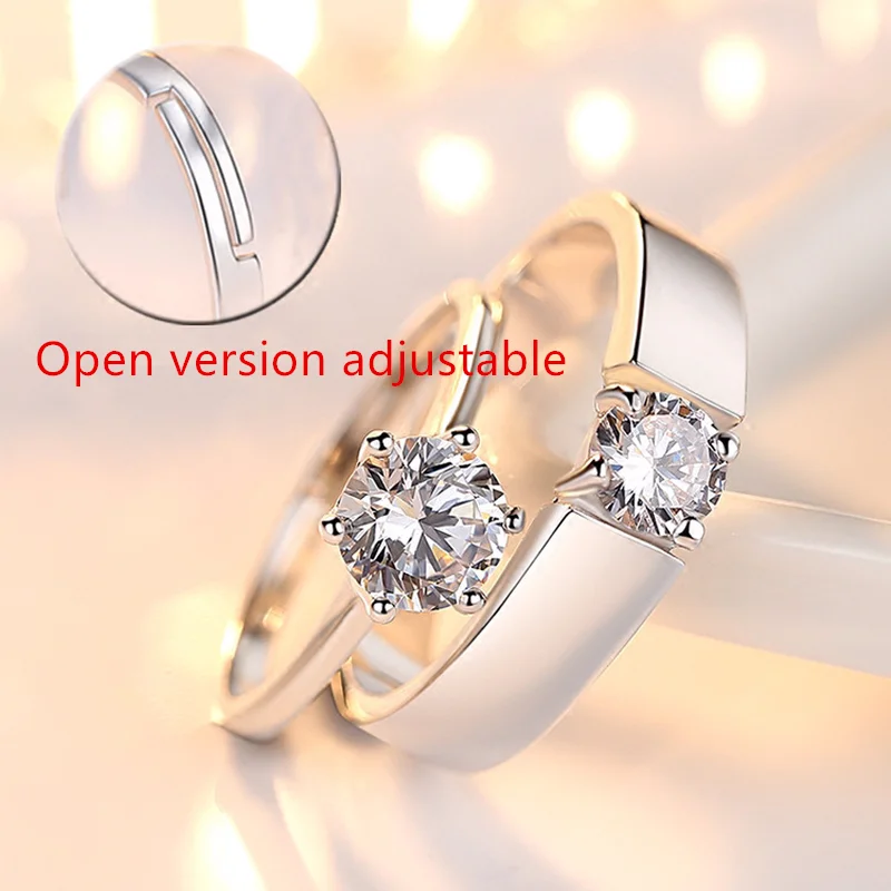 Простое циркониевое обручальное кольцо для мужчин и женщин пар серебряное