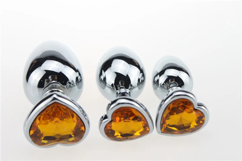 3 шт./лот Анальная пробка из нержавеющей стали с кристаллом в виде сердца