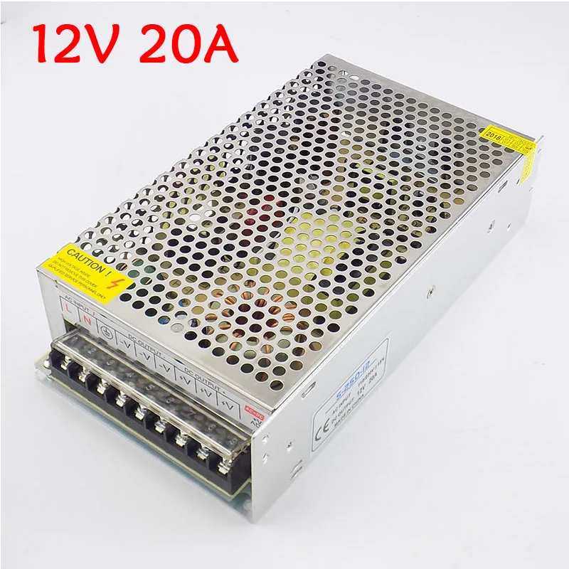 DC 12V 20A 240W источник питания Светодиодные Трансформаторы освещения AC 110V 220V для