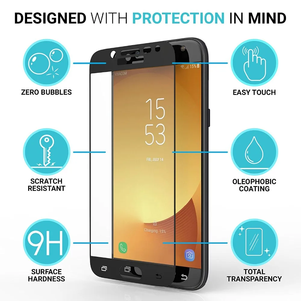 Закаленное стекло с полным покрытием для Samsung Galaxy J7 2017 J730 NEO Core J701 2016 Защита экрана