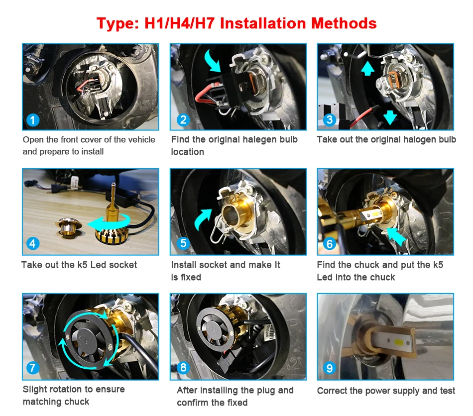 Hlxg H4 Hi/Lo светодиодный фары для автомобиля 4300K H4/9003/HB2 Hi/Lo 50 Вт 10000 мл Автомобильные фары 6000K набор для преобразования 12 в 24 В светодиодный лампы 8000K H1