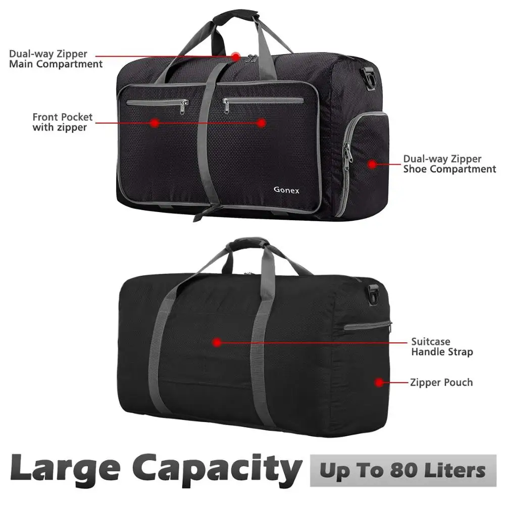 Gonex 80L, модные мужские дорожные сумки, большой нейлоновый чемодан, сумка для спортзала, выходных, отдыха, деловой поездки