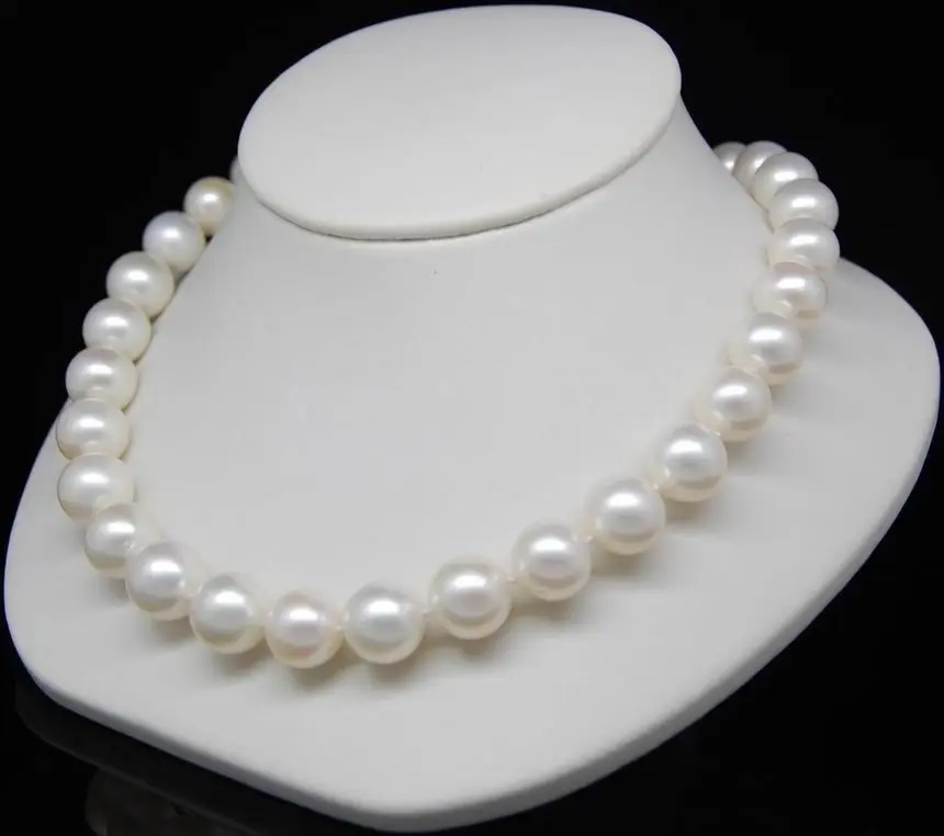 ?? チョーカーミスチャーム 925 高貴 11-12 ミリメートル本物の自然の大きな淡水パールホワイト真珠のネックレス
