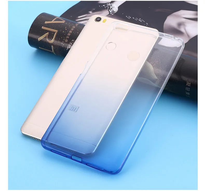 Blue Чехол для Xiao mi Max, прозрачный тонкий Силиконовый ТПУ мягкий чехол, цветной градиентный чехол для mi Max 6,44" - Цвет: Blue