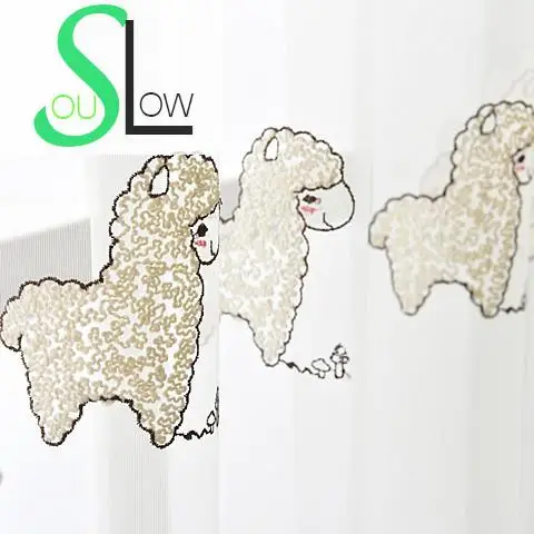 Занавески Slow Soul с вышивкой белый мультяшный кролик овца для гостиной кухни