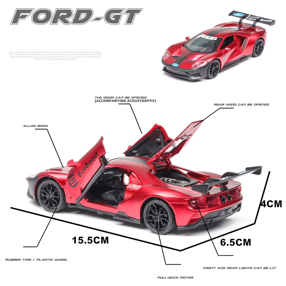 1:32 Ford GT музыкальная с подсветкой машина Diecasts игрушечный транспорт горячая модель колесного автомобиля с автомобилем Горячая дверь колеса может быть открытая игрушка