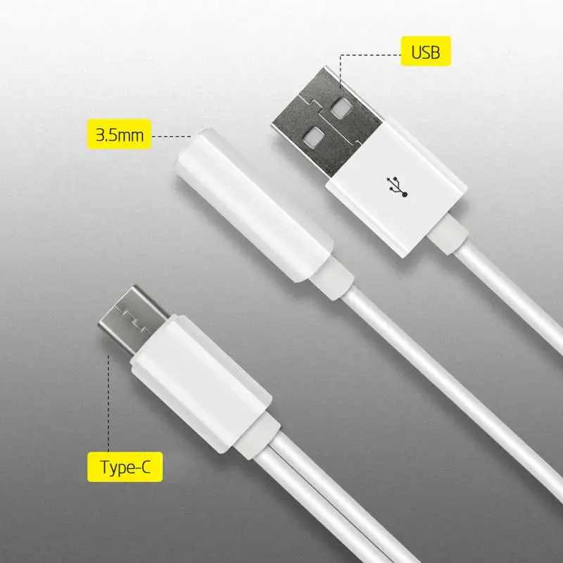 Портативный 2 в 1 с разъемом для наушников типа C на 3 5 мм и USB портом зарядки Кабель