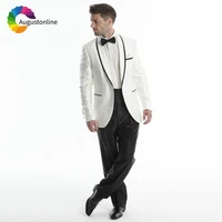 white black shawl lapel 2019 slim fit men suits for wedding formal costume groom prom tuxedo best man blazer traje hombre 2piece