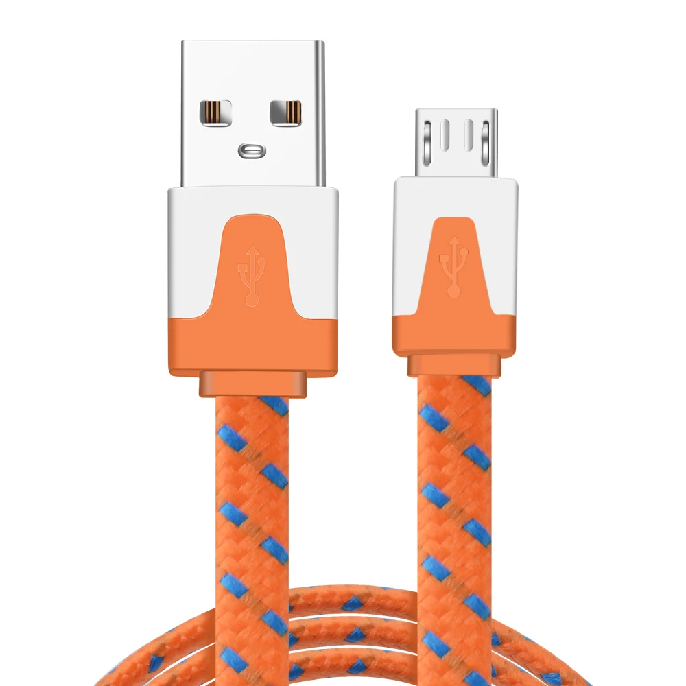 Orange Micro USB ROMICHW Micro USB кабель для быстрой зарядки USB кабель для передачи данных Android мобильный телефон usb зарядный шнур для samsung Xiaomi huawei нейлоновый кабель - Цвет: Orange Micro USB