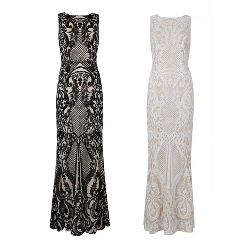 Женское длинное платье без рукавов черное или белое однотонное Сетчатое с