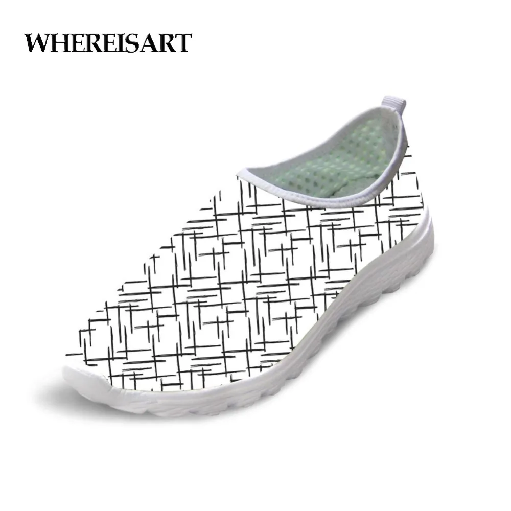 WHEREISART/Мужская обувь на шнуровке с геометрическим рисунком черно белая в полоску