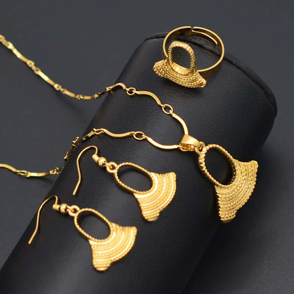 Anniyo Gold Color PNG Bilum Pendant Necklaces Earrings Ring Jewellery Women Papua New Guinea Style Jewelry Gifts #016516 | Украшения и