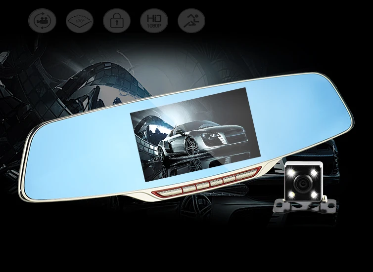 Двойной объектив автомобиля камера зеркало заднего вида авто dvrs автомобили dvr