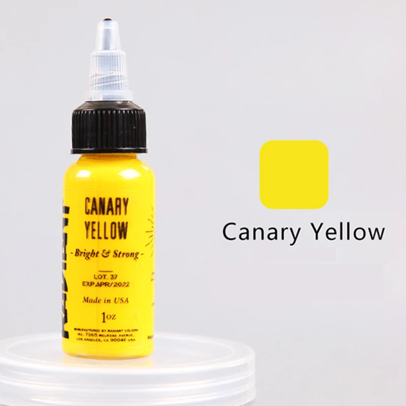 Canary Yellow Сияющие профессиональные чернила для татуировки 1 шт 1 унция/30 мл бутылка нежная текстура долговечные чернила для татуировки Быстрый пигмент-C0 - Цвет: Canary Yellow