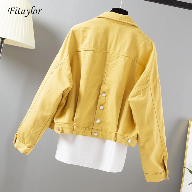 Женская джинсовая куртка Fitaylor свободная с длинным рукавом и нагрудным карманом