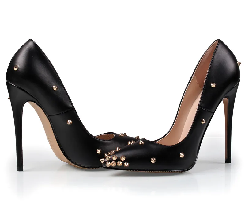 Женские ботинки обувь на высоком каблуке женские туфли лодочки заклепках черный