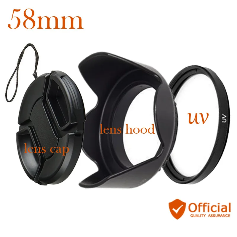 58 мм УФ фильтр + передняя крышка объектива Цветочная бленда для Canon 1300D 800D 760D 750D 650D