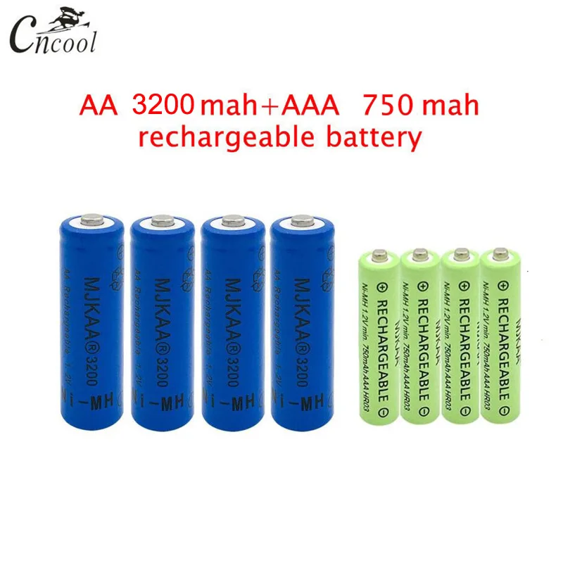 20 шт AA 3200mAh Ni MH аккумуляторы + AAA 750mAh Аккумуляторы|Перезаряжаемые батареи| |