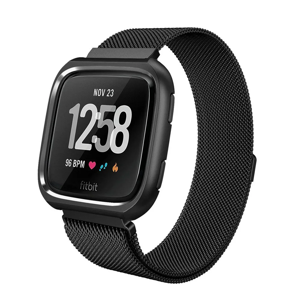 GXV Milanese Mesh Loop из нержавеющей стали металлический сменный браслет с магнитной пряжкой защитный чехол бампер для Fitbit Versa