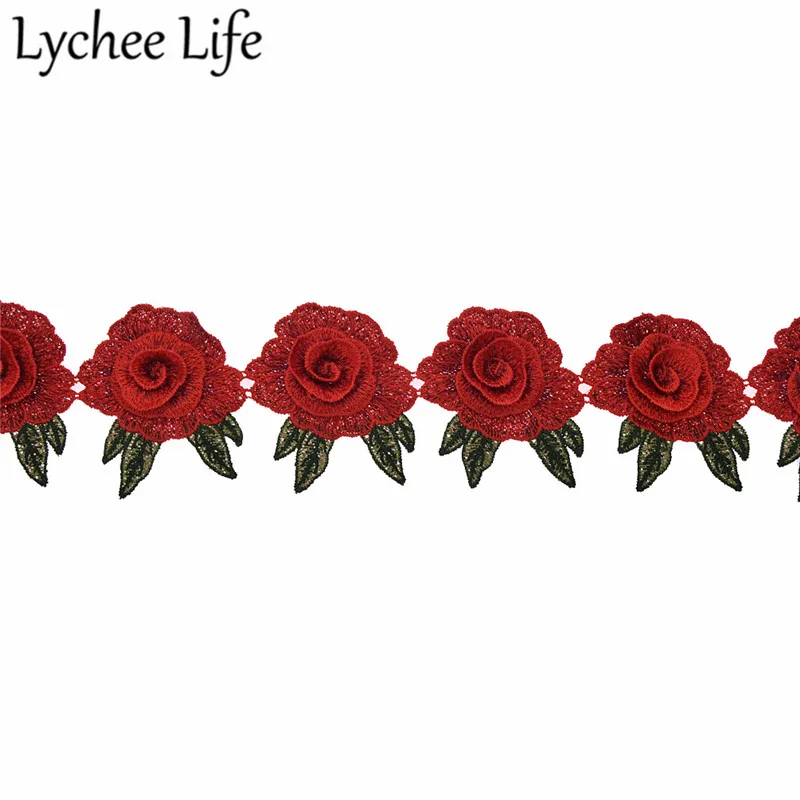 Lychee Life вышитые цветы отделка ленты красочные полиэстер кружево DIY ручной работы швейное платье одежда поставки украшения
