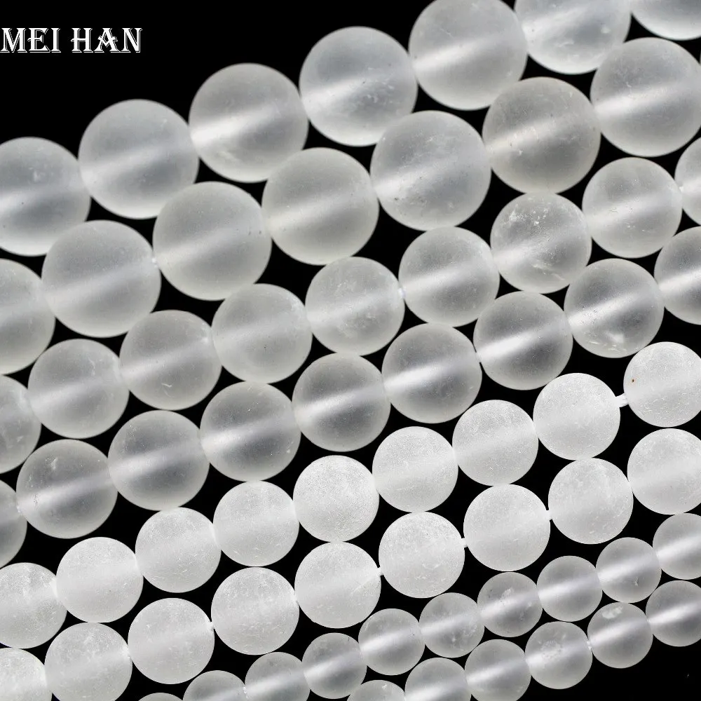 

Meihan Бесплатная доставка, 6 мм, 8 мм, 10 мм и 12 мм, натуральный матовый белый кристалл, кварцевые круглые бусины для изготовления ювелирных издел...