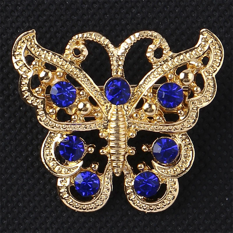 3pcs Fashion luxury white blue Perfect Color Bright Crystal Rhinestone Gold Tone Butterfly Pin Brooch small scarf brooches pins | Украшения