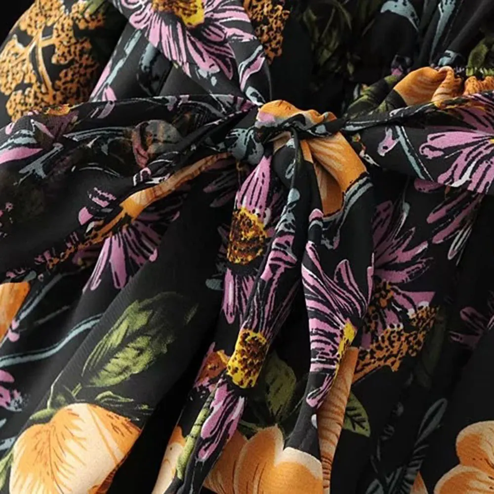 SESOAF летнее платье для женщин новый стиль Цветочный сексуальное с открытыми