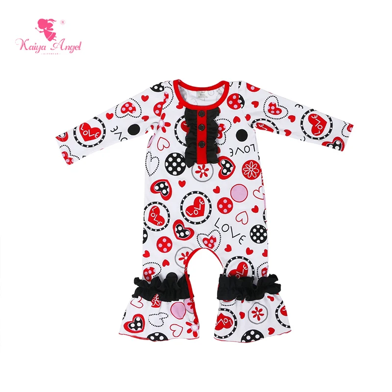 

Kaiya Angel Unisex Baby Clothes Newborn Valentine's Day Pajamas Girl Romper Long Sleeve First Birthday Boy Outfit wholesale