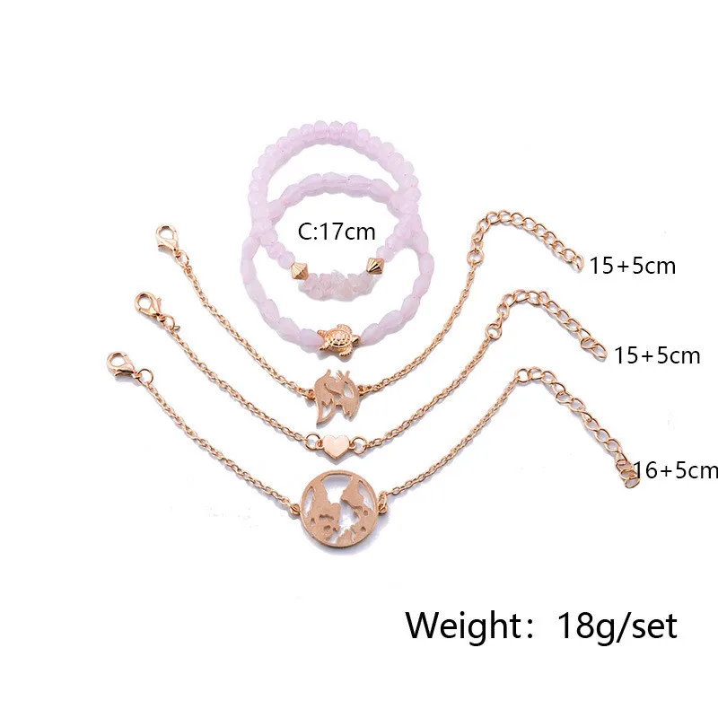 Браслеты Modyle 5 шт./компл. женские подвески из розового золота в форме сердца карты