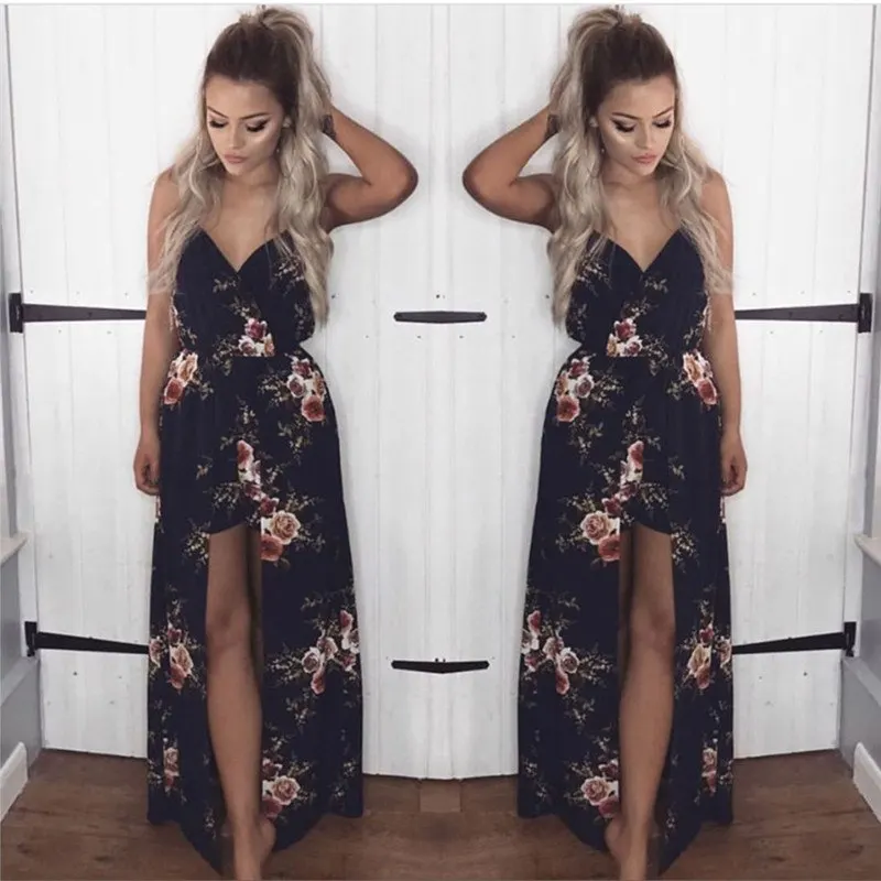 Женское платье в стиле бохо вечернее без рукавов с V образным вырезом Пляжное