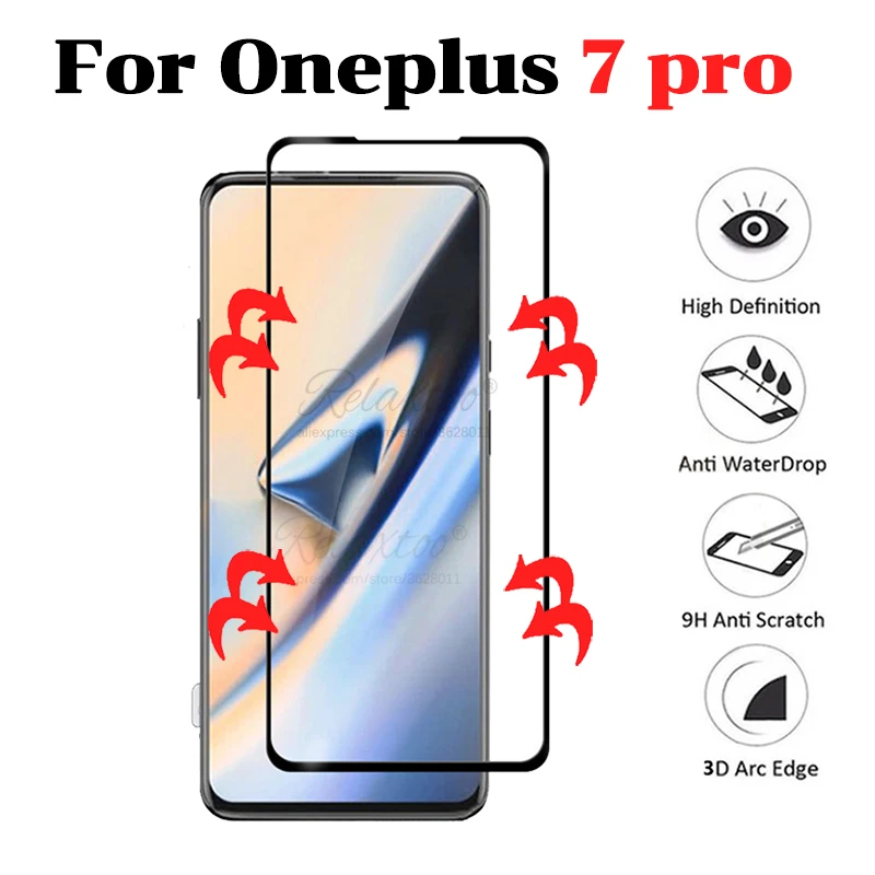 Изогнутое закаленное 3d-стекло для OnePlus 7 pro One Plus Защитное стекло экрана 7pro пленка