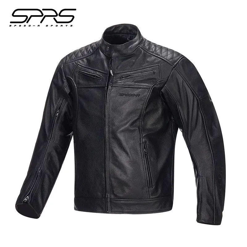 SPRS мотоциклетный джерси мужской кожаный костюм куртка Гонки Черный коровьей